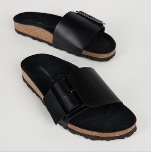 Intentionally Blank Black Sandals Slides Size 37, 6.5 or 7